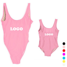 Lovely Pink Young School Girls Bikini Swim Suits One-piece Swimwear Swimsuit for Mommy and Baby